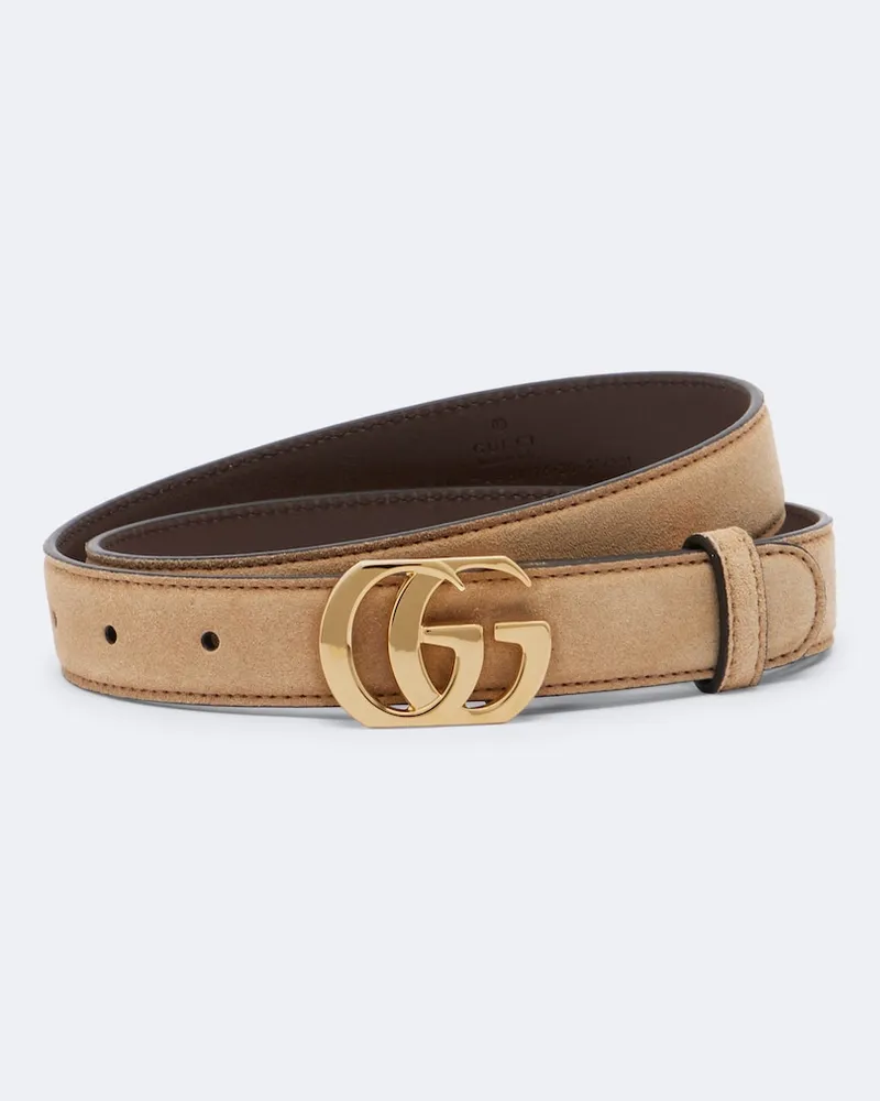 Gucci Cintura GG Marmont in suede Beige
