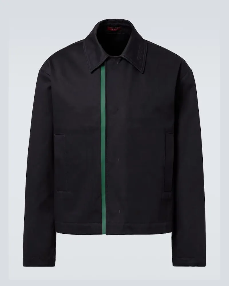 Gucci Blouson Web Stripe in gabardine di cotone Blu