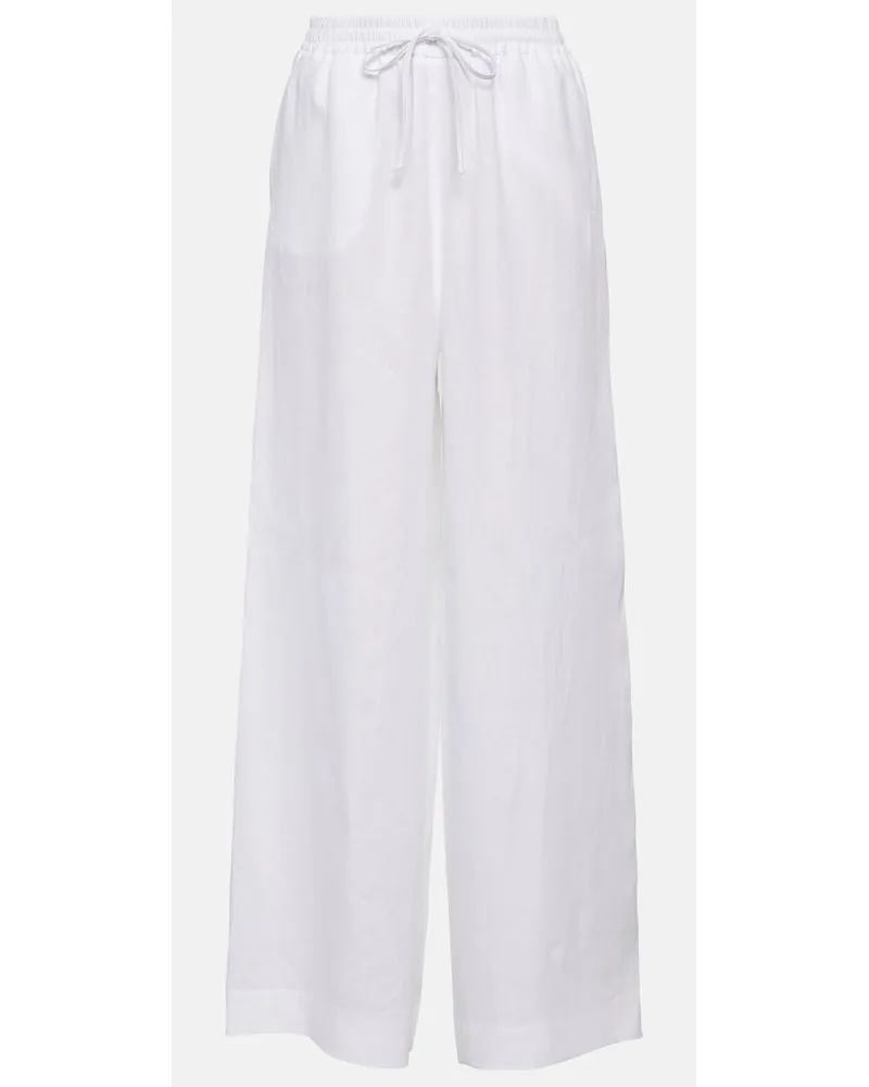Loro Piana Pantaloni in lino a gamba larga Bianco
