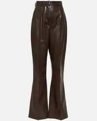 Nanushka Pantaloni flared Leena in similpelle Marrone