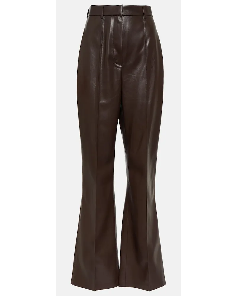 Nanushka Pantaloni flared Leena in similpelle Marrone