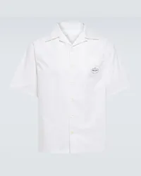 Prada Camicia in popeline di cotone con logo Bianco