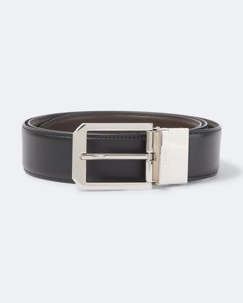 Ermenegildo Zegna Cintura reversibile in pelle Nero