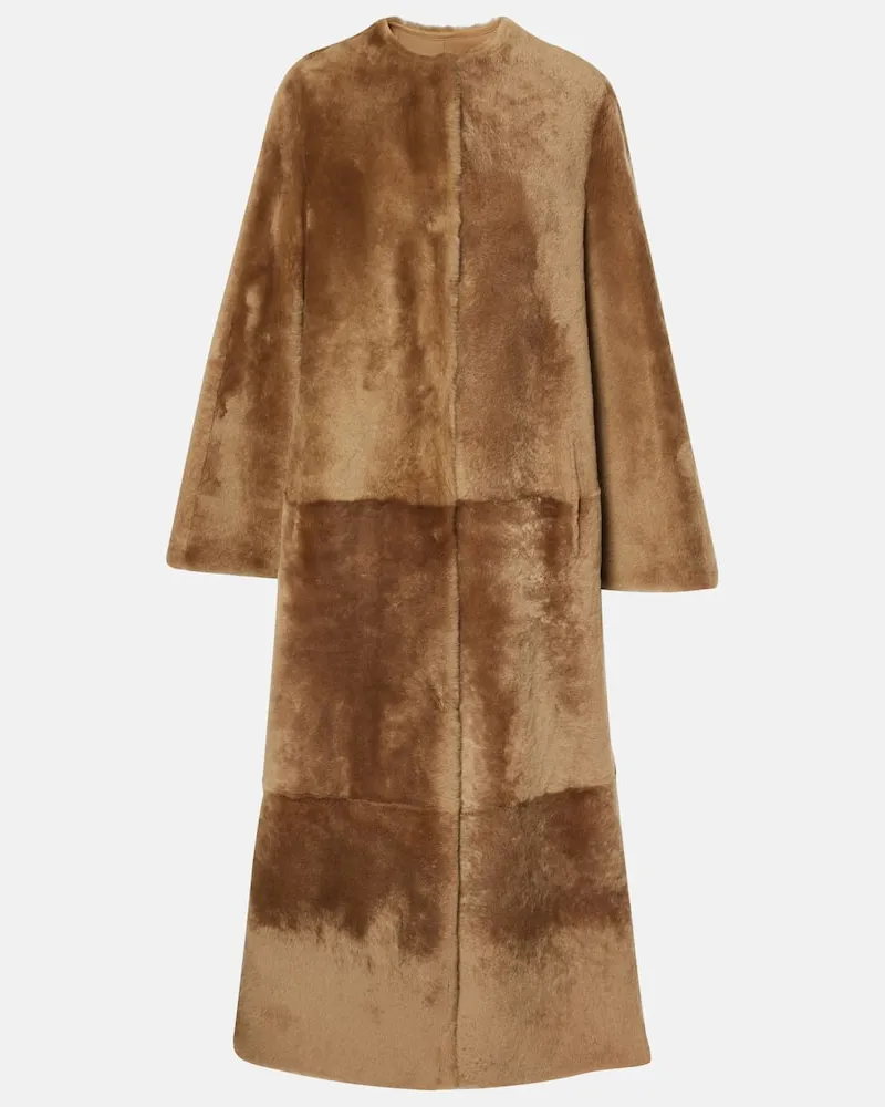 Yves Salomon Cappotto in shearling Marrone