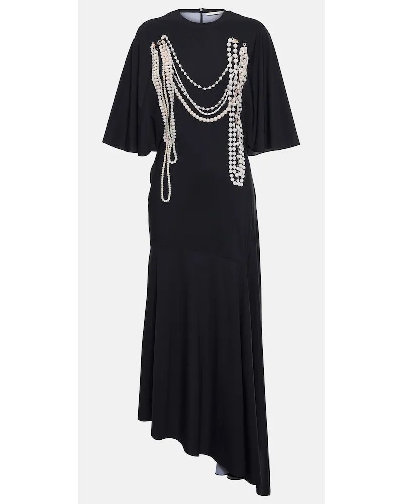 Stella McCartney Abito midi Trompe L'Oeil con stampa Nero