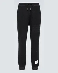 Thom Browne Pantaloni sportivi in cotone e seta 4-Bar Nero