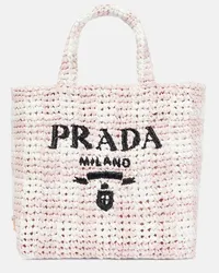 Prada Shopper effetto rafia con logo Rosa