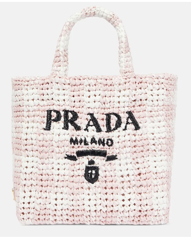 Prada Shopper effetto rafia con logo Rosa
