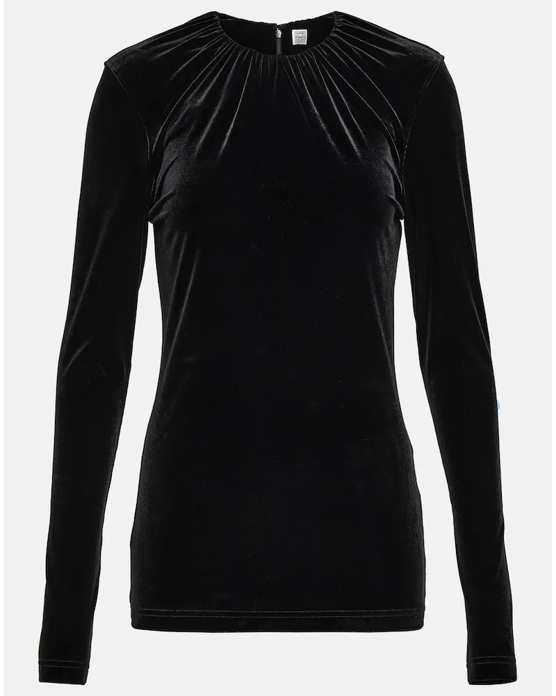 Totême Top in velluto con arricciatura Nero