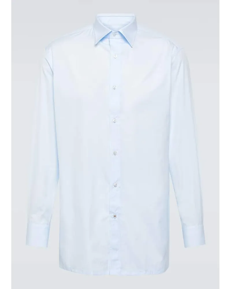 Loro Piana Camicia Oxford in popeline di cotone Blu