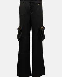 Blumarine Pantaloni cargo in raso a vita bassa Nero