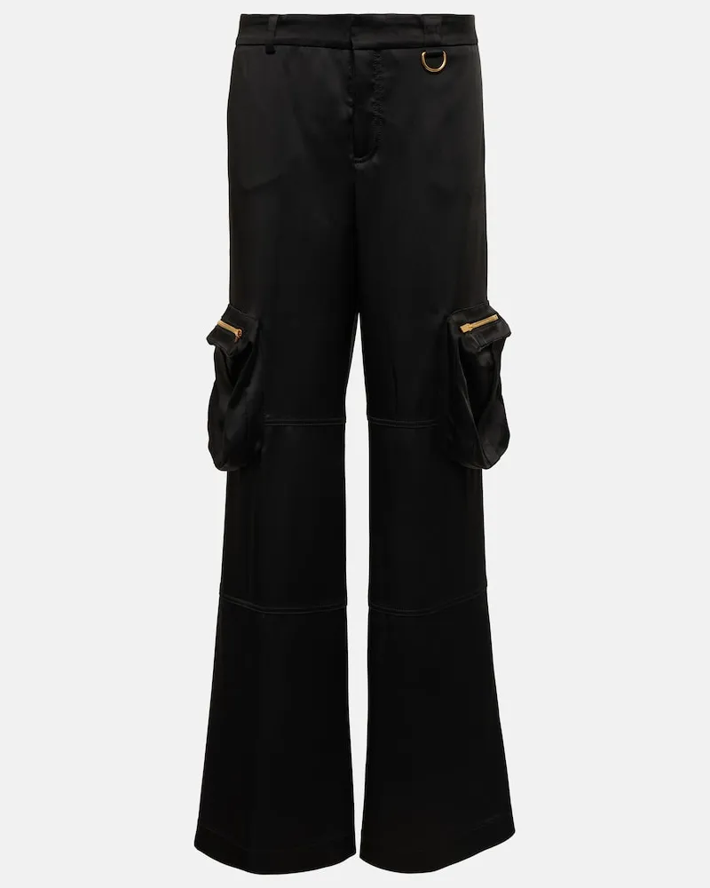 Blumarine Pantaloni cargo in raso a vita bassa Nero
