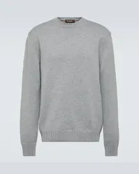 Loro Piana Pullover Pearse in cashmere con pelle Grigio