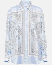 Burberry Camicia in seta con stampa Blu