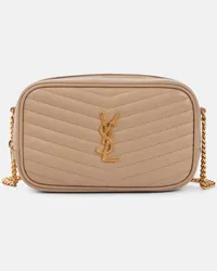 Saint Laurent Borsa a spalla Lou Mini in pelle Beige