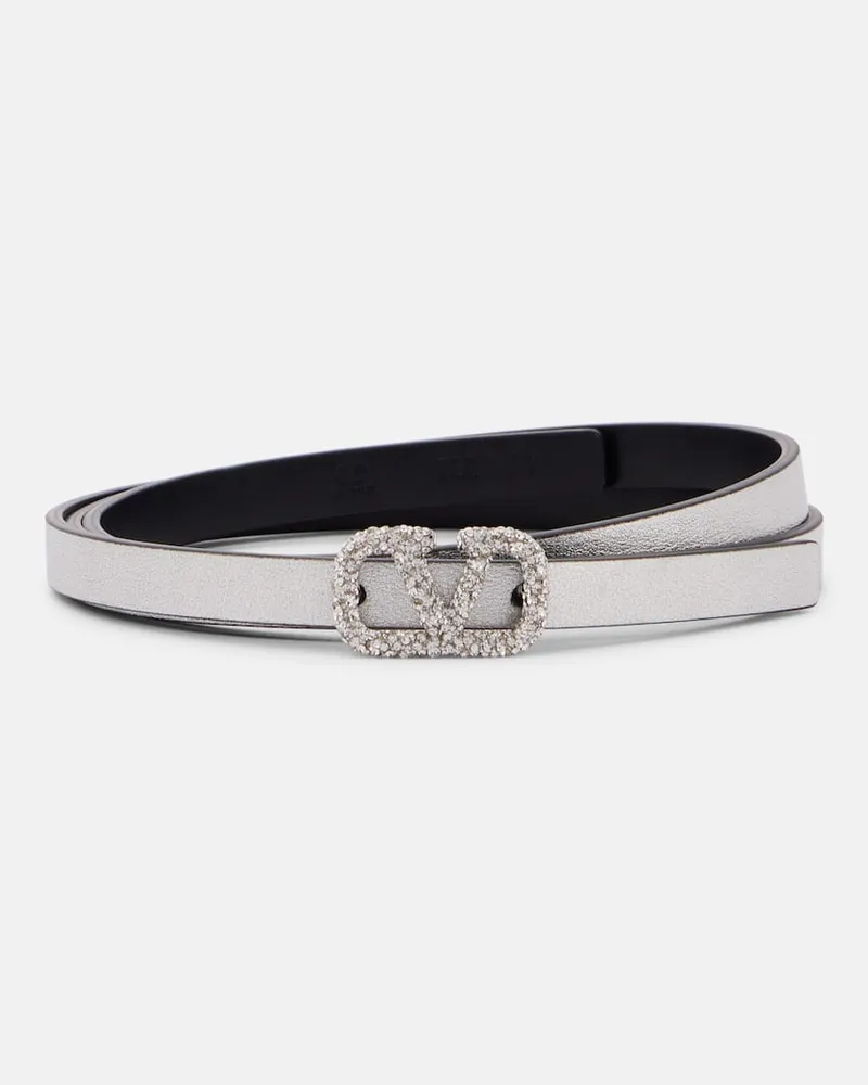Valentino Garavani Cintura VLogo Signature in pelle Argento