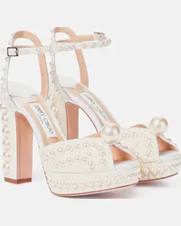 Jimmy Choo Sandali Sacaria 120 in raso con perle Bianco