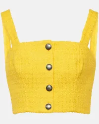 Alessandra Rich Top cropped in tweed Giallo