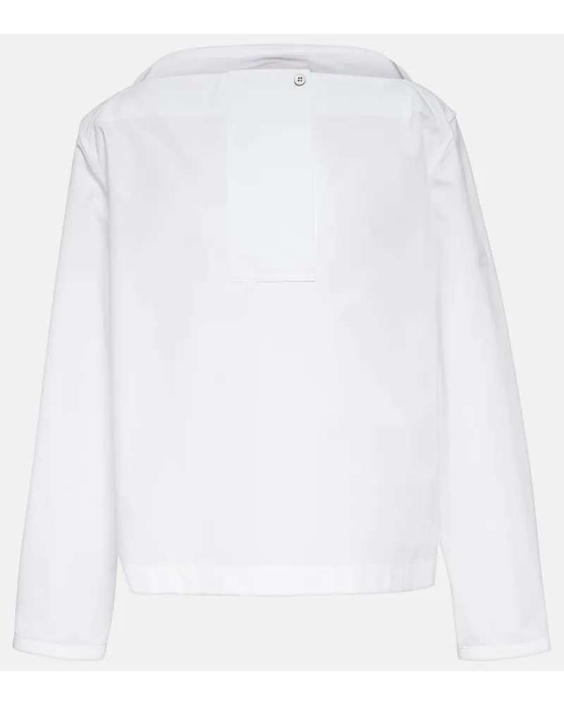 Jil Sander Top in popeline di cotone Bianco