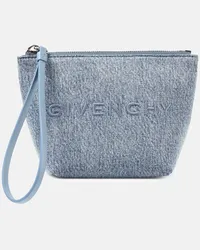 Givenchy Pochette Mini in denim con logo Blu