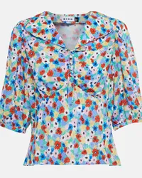 RIXO Blusa Warner con fiocco e stampa Multicolore