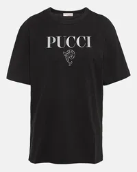 Emilio Pucci T-shirt in jersey di cotone con logo Nero