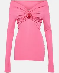 Blumarine Top in jersey con scollo bardot Rosa