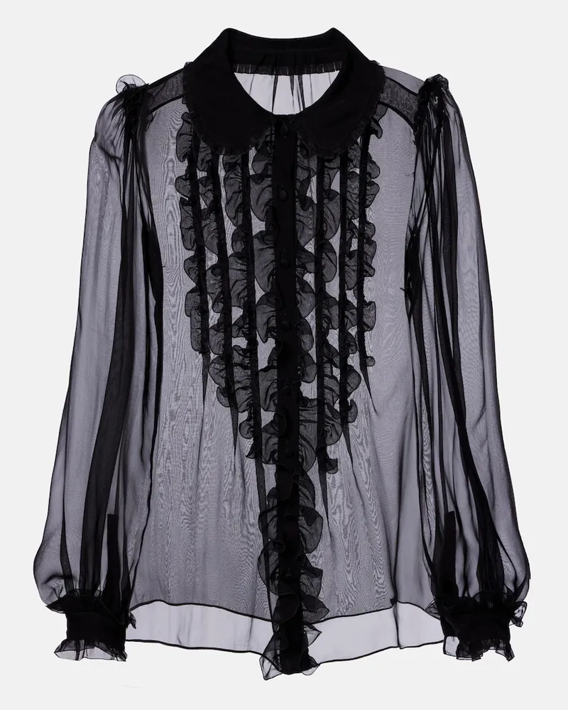 Dolce & Gabbana Blusa in seta con volant Nero