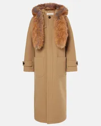 Burberry Cappotto in lana e pelliccia sintetica Beige