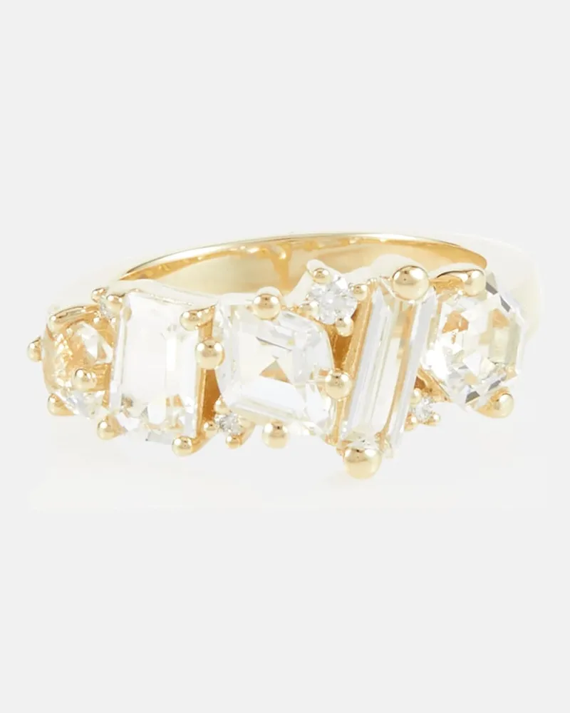Suzanne Kalan Anello in oro 14kt con diamanti e topazi Bianco