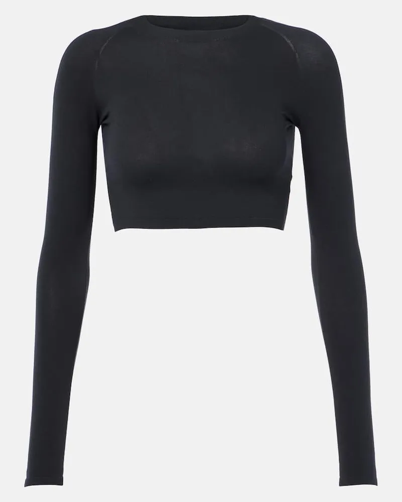 Alaïa AlaÃ¯a Top cropped in jersey Nero