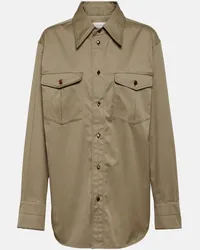 Christophe Lemaire Camicia western in twill di cotone Marrone