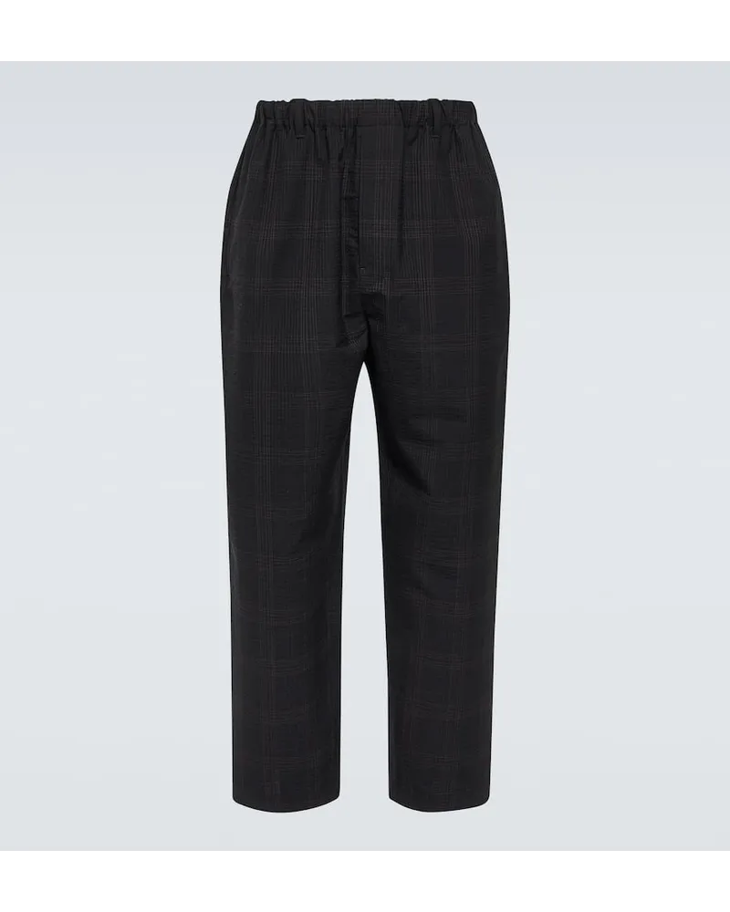 Christophe Lemaire Pantaloni in seersucker di lana a quadri Blu