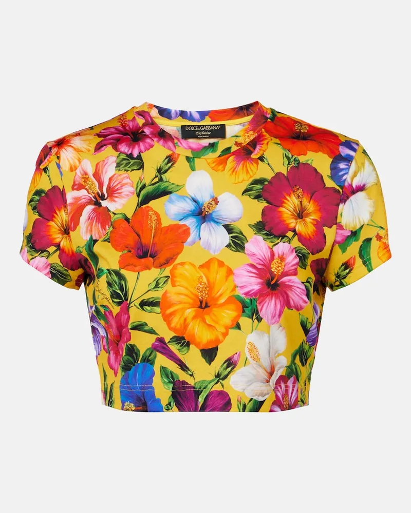Dolce & Gabbana Top cropped in cotone con stampa floreale Multicolore