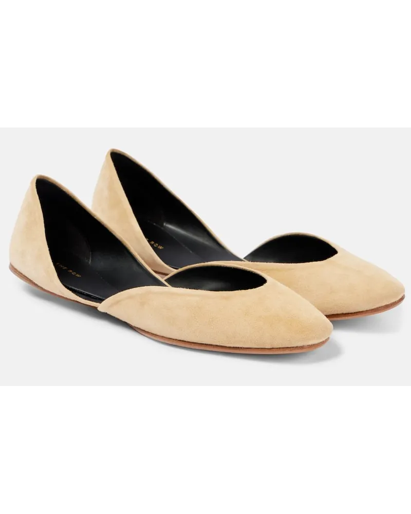 The Row Ballerine Gemma in suede Beige