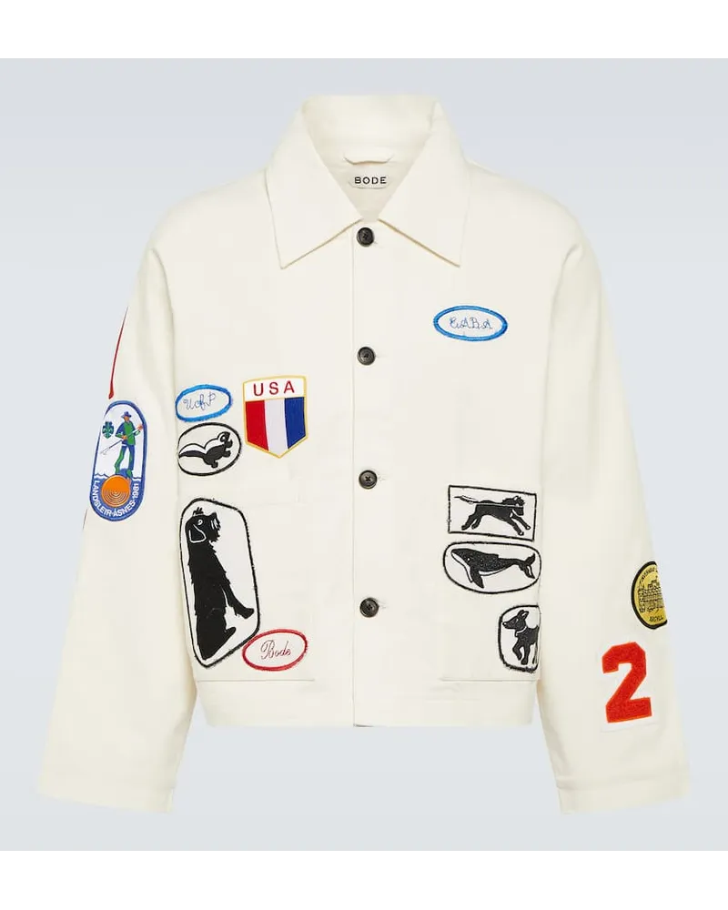 BODE Giacca Cambridge in canvas di cotone Bianco