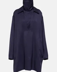 Jil Sander Miniabito in raso con collo alto Blu