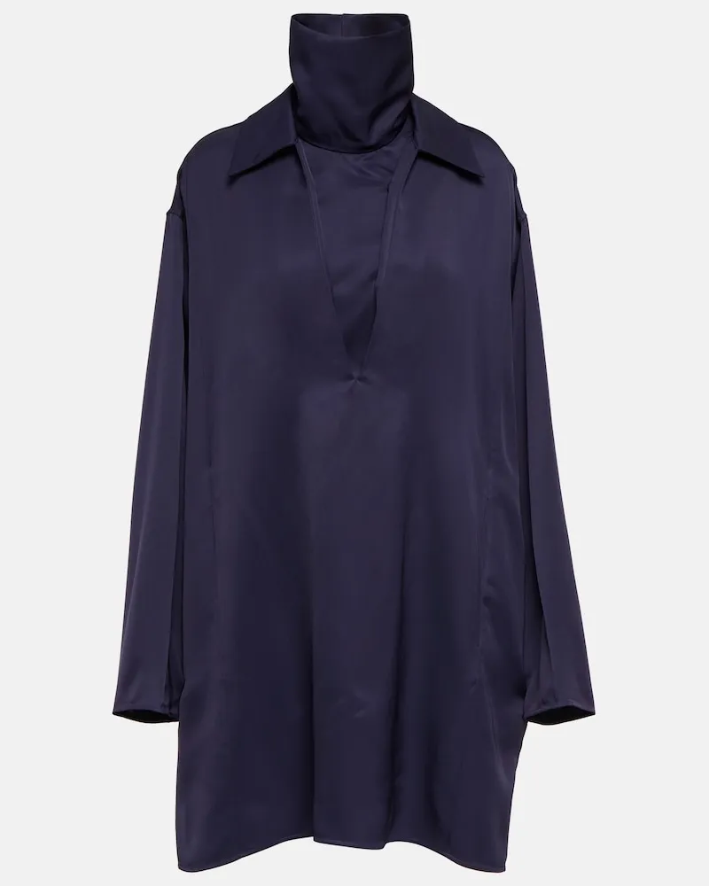 Jil Sander Miniabito in raso con collo alto Blu