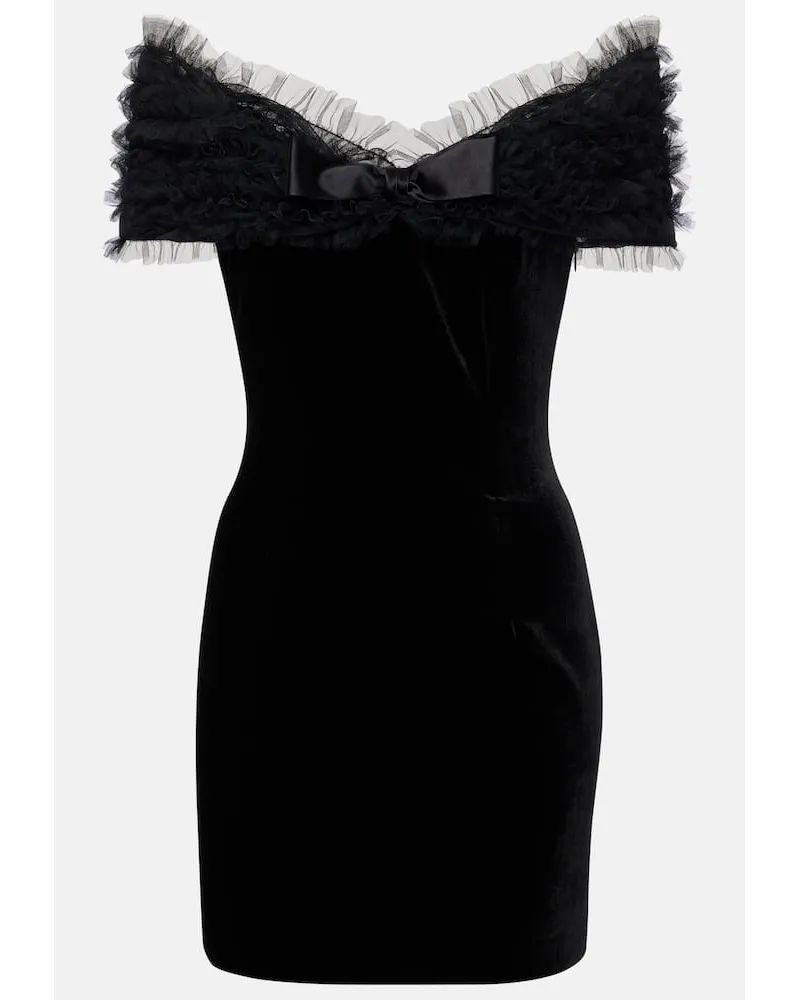 Alessandra Rich Miniabito in velluto e tulle Nero