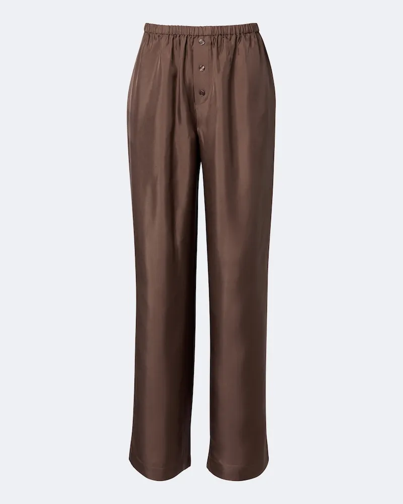 Róhe Róhe Pantaloni regular in seta Marrone
