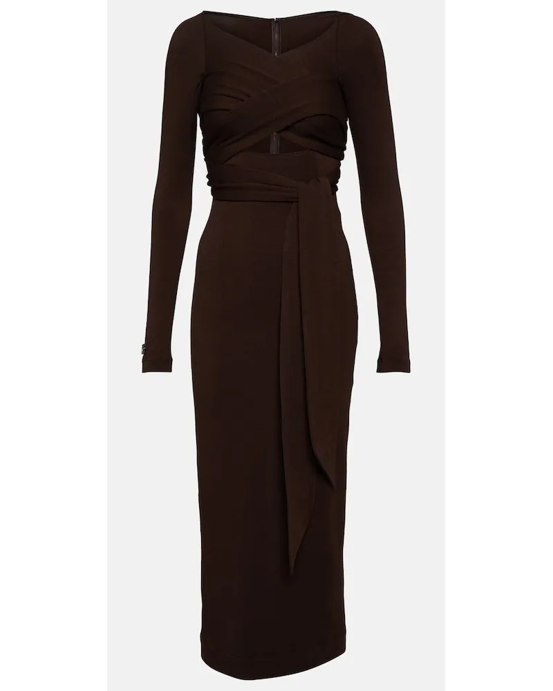 Dolce & Gabbana Abito midi in misto lana Marrone