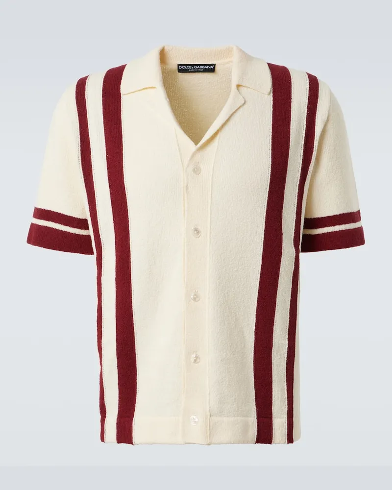 Dolce & Gabbana Camicia bowling in misto cotone a righe Bianco