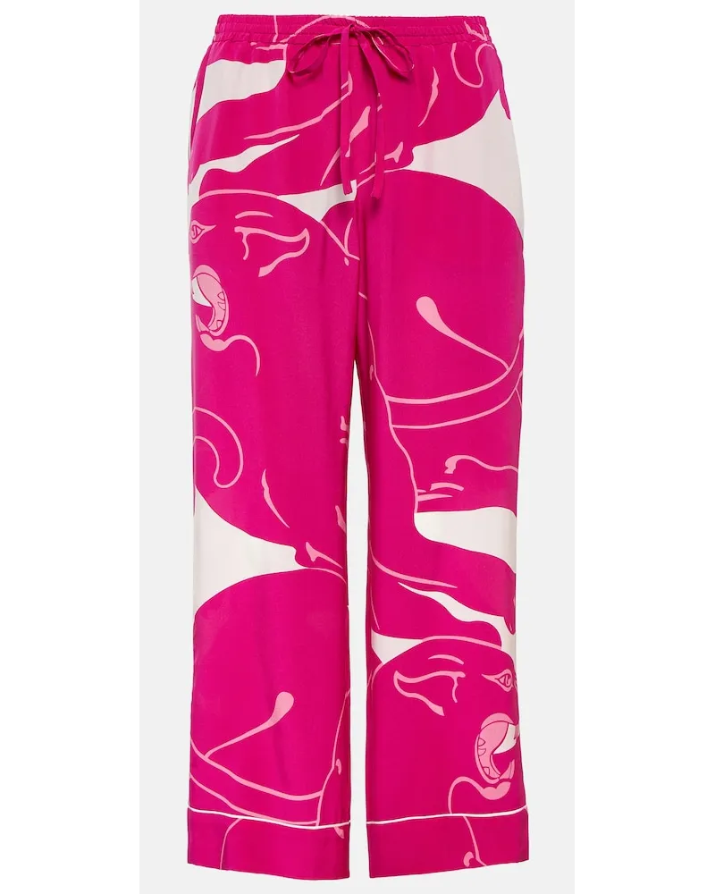 Valentino Garavani Pantaloni Panther in crÃªpe de chine Rosa