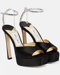 Jimmy Choo Sandali Saeda 125 in raso con plateau Nero