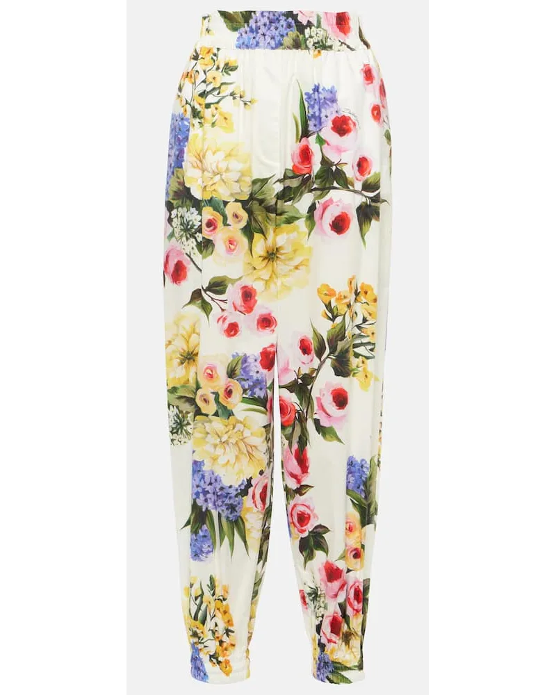 Dolce & Gabbana Pantaloni tapered in popeline di cotone Multicolore