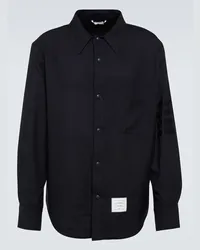 Thom Browne Camicia in lana 4-Bar Blu