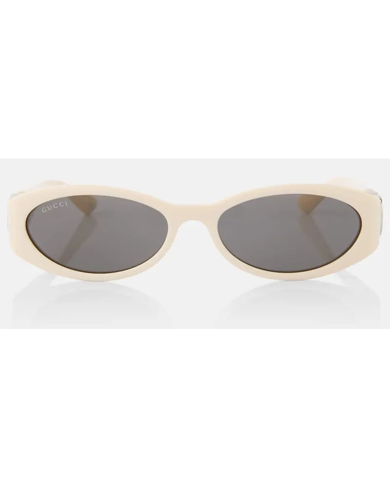 Gucci Occhiali da sole ovali GG Bianco