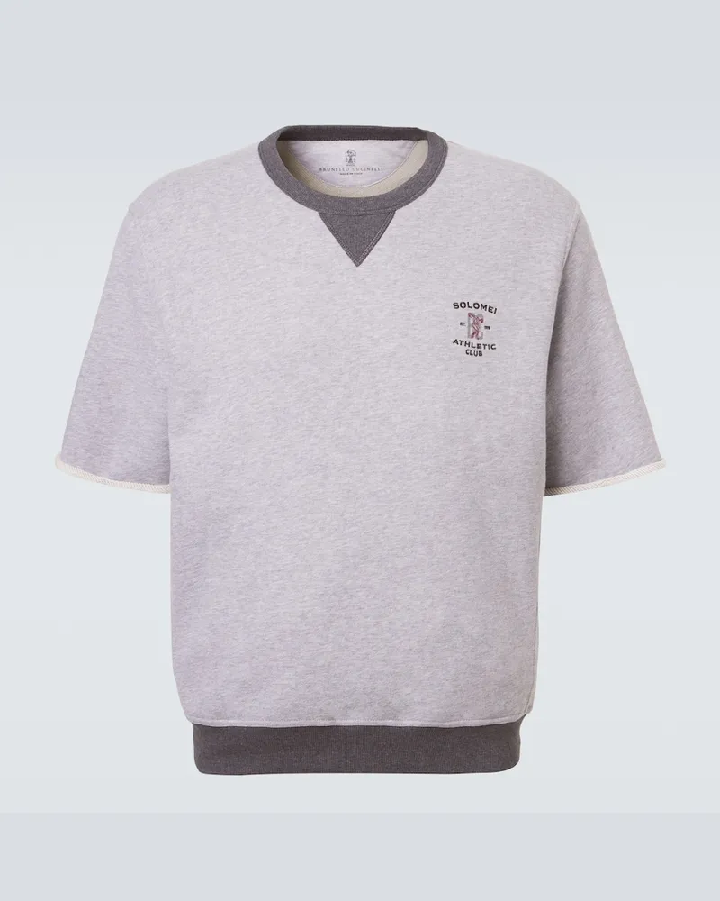 Brunello Cucinelli Felpa in jersey di cotone Grigio