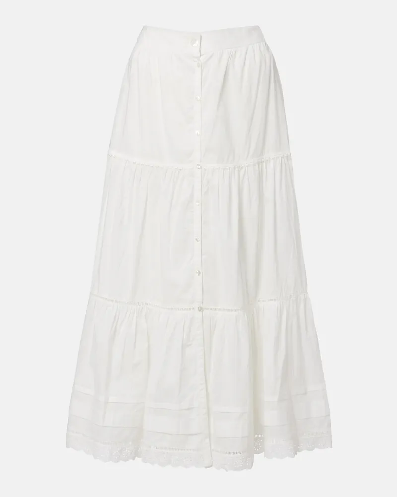 Poupette St Barth Gonna lunga Ines in pizzo sangallo Bianco