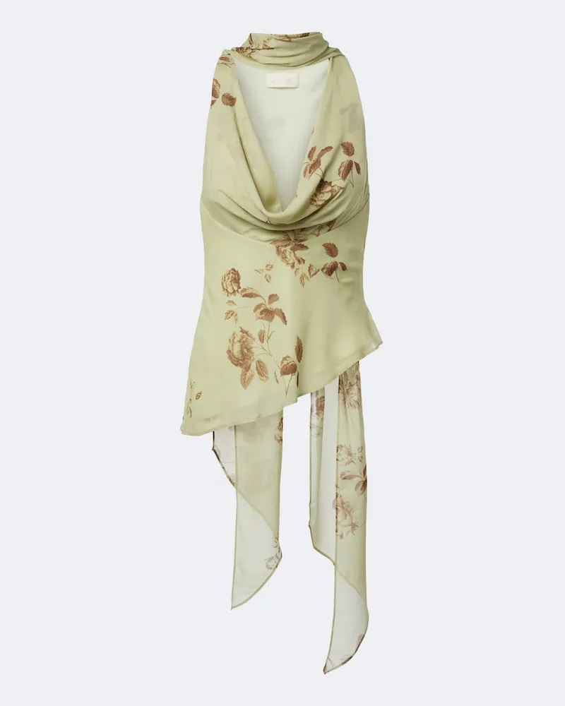 De La Vali Top Diosa in georgette con stampa floreale Verde